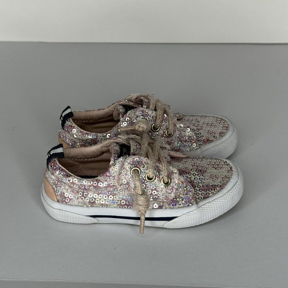 Sperry Pier Wave Jr Toddler Girls Sparkle Sneakers Sz 5.5 Pink Sequin Boat Shoe‎